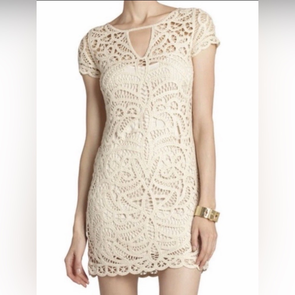 BCBGMaxAzria Lakota Ivory Crochet Lace Mini Dress XS